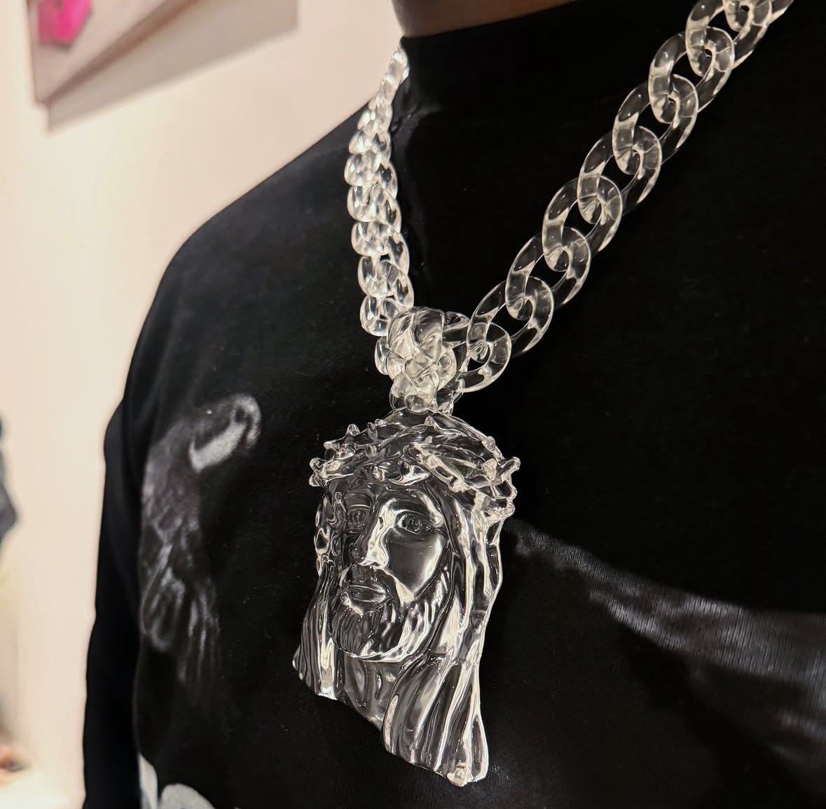Clear gloss Jesus piece